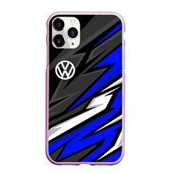 Чехол iPhone 11 Pro матовый Volkswagen - Синяя абстракция, цвет: 3D-розовый