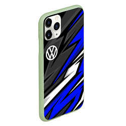 Чехол iPhone 11 Pro матовый Volkswagen - Синяя абстракция, цвет: 3D-салатовый — фото 2