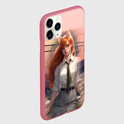 Чехол iPhone 11 Pro матовый Девушка лисица на фоне заката, цвет: 3D-малиновый — фото 2