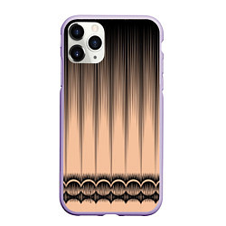 Чехол iPhone 11 Pro матовый Персиковый полосатый градиент, цвет: 3D-светло-сиреневый