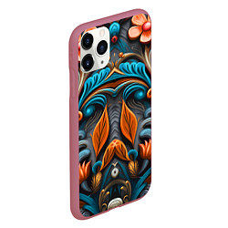 Чехол iPhone 11 Pro матовый Mirrow floral pattern - art - vogue, цвет: 3D-малиновый — фото 2