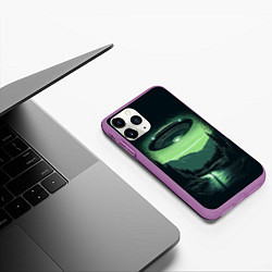 Чехол iPhone 11 Pro матовый НЛО в лесу, цвет: 3D-фиолетовый — фото 2