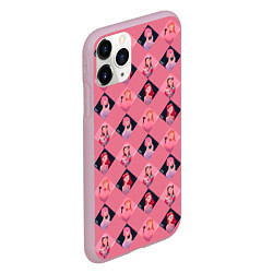 Чехол iPhone 11 Pro матовый Розовая клеточка black pink, цвет: 3D-розовый — фото 2
