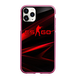 Чехол iPhone 11 Pro матовый CSGO red black logo, цвет: 3D-малиновый