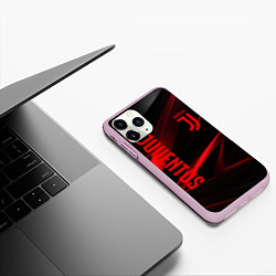 Чехол iPhone 11 Pro матовый Juventus black red logo, цвет: 3D-розовый — фото 2