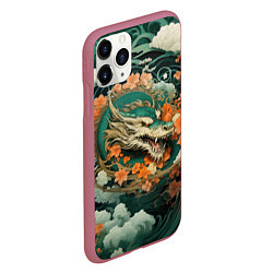 Чехол iPhone 11 Pro матовый Облачный дракон Irezumi, цвет: 3D-малиновый — фото 2