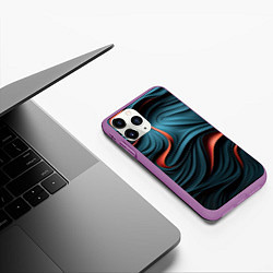 Чехол iPhone 11 Pro матовый Сине-оранжевая абстрактная волна, цвет: 3D-фиолетовый — фото 2