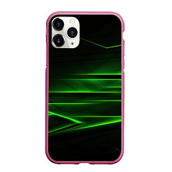 Чехол iPhone 11 Pro матовый Green lines abstract