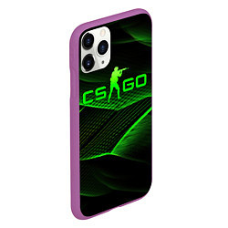 Чехол iPhone 11 Pro матовый CSGO green abstract lines, цвет: 3D-фиолетовый — фото 2