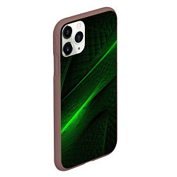 Чехол iPhone 11 Pro матовый Green neon lines, цвет: 3D-коричневый — фото 2