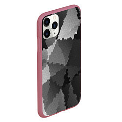 Чехол iPhone 11 Pro матовый Мозаичный узор в серых оттенках, цвет: 3D-малиновый — фото 2