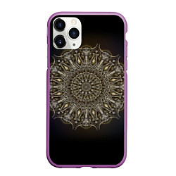 Чехол iPhone 11 Pro матовый Костяная мандала, цвет: 3D-фиолетовый