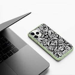 Чехол iPhone 11 Pro матовый Floral pattern - irezumi - neural network, цвет: 3D-салатовый — фото 2