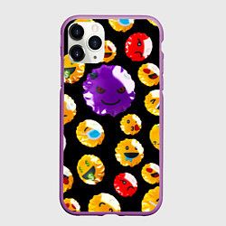 Чехол iPhone 11 Pro матовый Хитрый эмоджи, цвет: 3D-фиолетовый