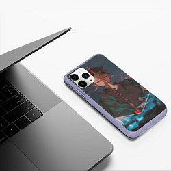 Чехол iPhone 11 Pro матовый Клинок рассекающий демонов Tanjirou Kamado, цвет: 3D-светло-сиреневый — фото 2