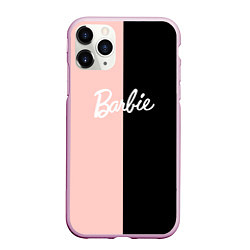 Чехол iPhone 11 Pro матовый Барби - сплит нежно-персикового и черного, цвет: 3D-розовый