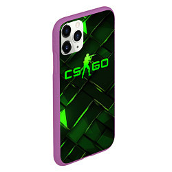 Чехол iPhone 11 Pro матовый CSGO green abstract elements, цвет: 3D-фиолетовый — фото 2