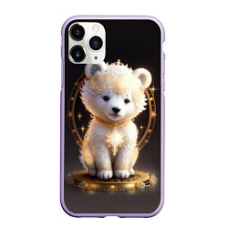 Чехол iPhone 11 Pro матовый Белый медвежонок, цвет: 3D-светло-сиреневый