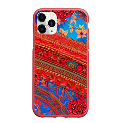 Чехол iPhone 11 Pro матовый Воздушные Узоры, цвет: 3D-красный