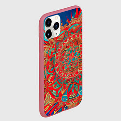 Чехол iPhone 11 Pro матовый Узор подсолнух, цвет: 3D-малиновый — фото 2