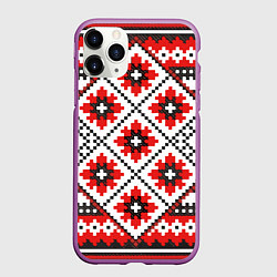 Чехол iPhone 11 Pro матовый Удмурт мода, цвет: 3D-фиолетовый