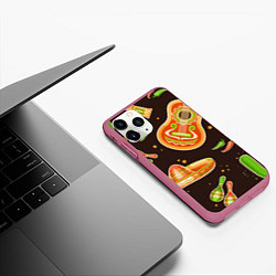 Чехол iPhone 11 Pro матовый Мексиканское веселье, цвет: 3D-малиновый — фото 2