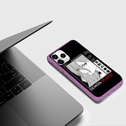 Чехол iPhone 11 Pro матовый Модель Пауэр - Человек бензопила, цвет: 3D-фиолетовый — фото 2