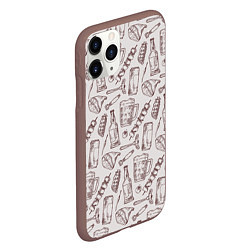 Чехол iPhone 11 Pro матовый Паттерн с стеклянной кружкой и шашлыком в стиле кр, цвет: 3D-коричневый — фото 2