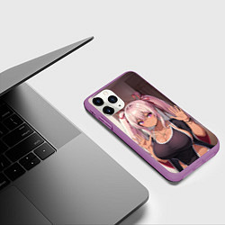 Чехол iPhone 11 Pro матовый Милая аниме блондинка, цвет: 3D-фиолетовый — фото 2