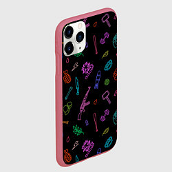 Чехол iPhone 11 Pro матовый Оружие - цветной на чёрном, цвет: 3D-малиновый — фото 2