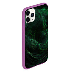 Чехол iPhone 11 Pro матовый Темно зеленая абстракция, цвет: 3D-фиолетовый — фото 2