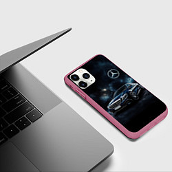Чехол iPhone 11 Pro матовый Mercedes Benz galaxy, цвет: 3D-малиновый — фото 2