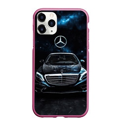 Чехол iPhone 11 Pro матовый Mercedes Benz space background