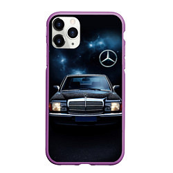 Чехол iPhone 11 Pro матовый Мерседес черное небо, цвет: 3D-фиолетовый