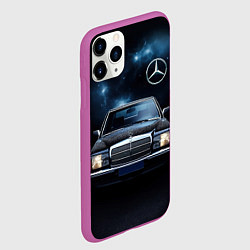 Чехол iPhone 11 Pro матовый Мерседес черное небо, цвет: 3D-фиолетовый — фото 2