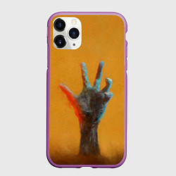 Чехол iPhone 11 Pro матовый Рука зомби, цвет: 3D-фиолетовый