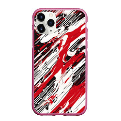 Чехол iPhone 11 Pro матовый Спонтанные брызги красные, цвет: 3D-малиновый