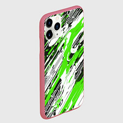 Чехол iPhone 11 Pro матовый Спонтанные брызги зелёные, цвет: 3D-малиновый — фото 2
