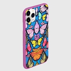 Чехол iPhone 11 Pro матовый Зеркальный паттерн из бабочек - мода, цвет: 3D-фиолетовый — фото 2