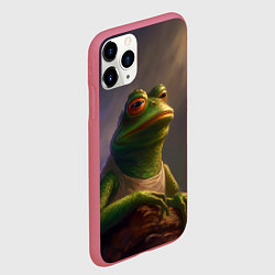 Чехол iPhone 11 Pro матовый Натуральная лягушка Пепе, цвет: 3D-малиновый — фото 2