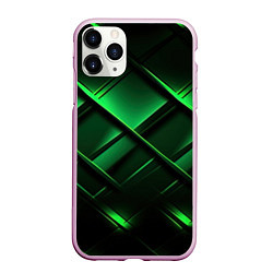 Чехол iPhone 11 Pro матовый Зеленые неоновые плиты, цвет: 3D-розовый