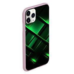 Чехол iPhone 11 Pro матовый Зеленые неоновые плиты, цвет: 3D-розовый — фото 2