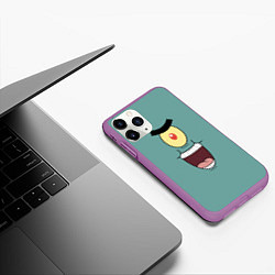 Чехол iPhone 11 Pro матовый Планктон злодей, цвет: 3D-фиолетовый — фото 2
