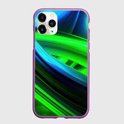 Чехол iPhone 11 Pro матовый Зеленые абстрактные элементы, цвет: 3D-фиолетовый