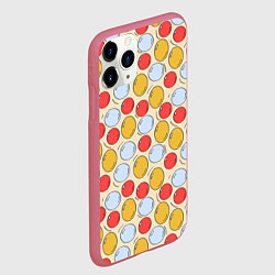 Чехол iPhone 11 Pro матовый Красные, желтые и голубые пузыри, цвет: 3D-малиновый — фото 2