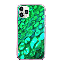 Чехол iPhone 11 Pro матовый Объемная зеленая текстура в виде чешуи, цвет: 3D-розовый