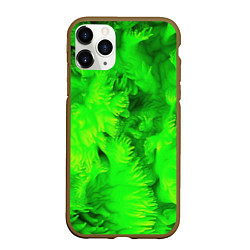 Чехол iPhone 11 Pro матовый Green abstract texture, цвет: 3D-коричневый