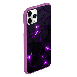 Чехол iPhone 11 Pro матовый Неоновые плиты с фиолетовым свечением, цвет: 3D-фиолетовый — фото 2