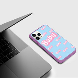 Чехол iPhone 11 Pro матовый Baby - Barbie style: blue pattern, цвет: 3D-фиолетовый — фото 2