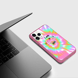 Чехол iPhone 11 Pro матовый I am a Barbie girl - кислотный тай-дай, цвет: 3D-малиновый — фото 2